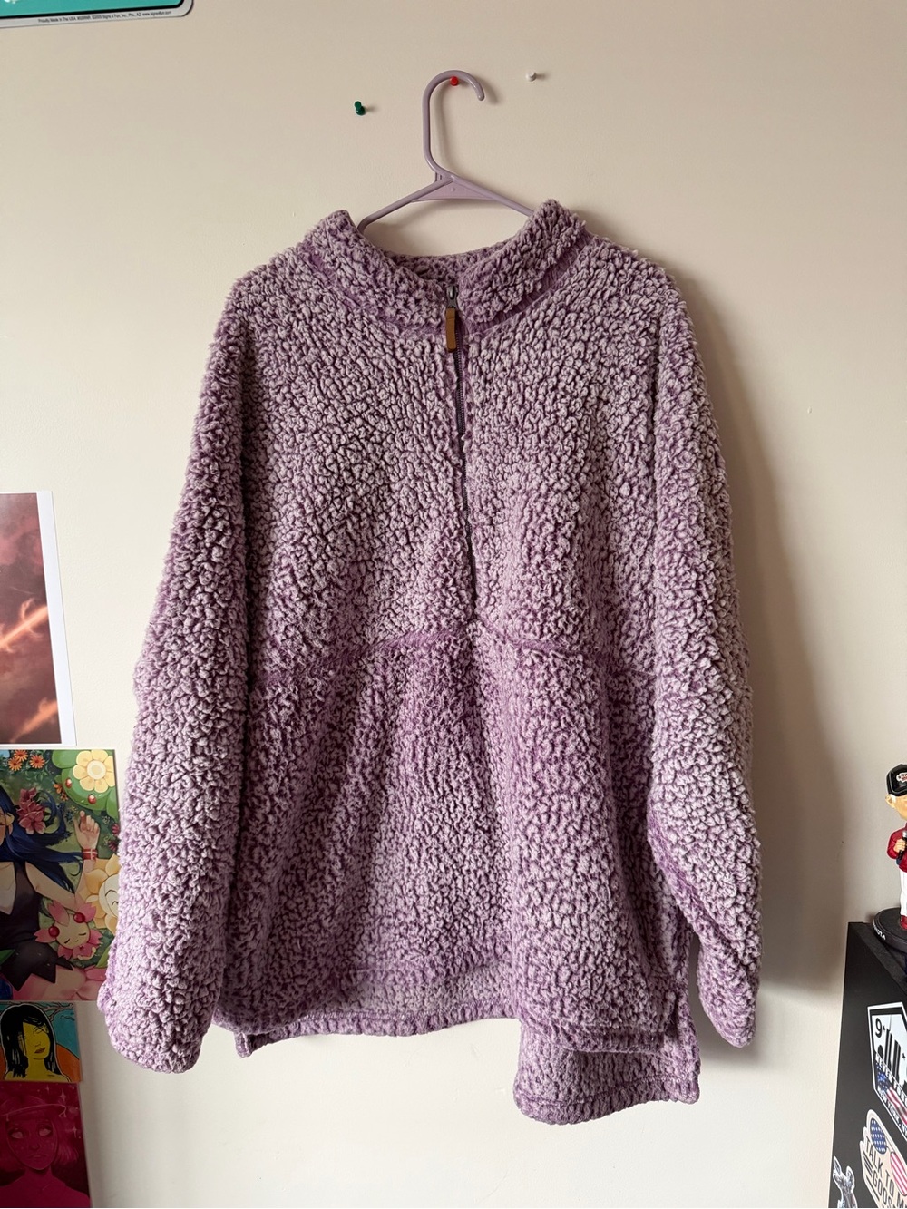 Time and Tru Light Lavender Sherpa Pullover with Quarter Zip